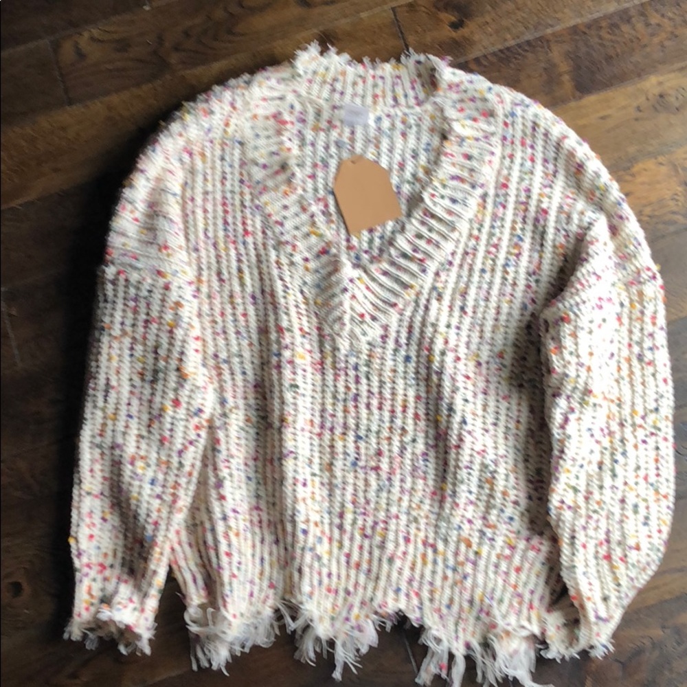Frayed confetti V-neck-sweater